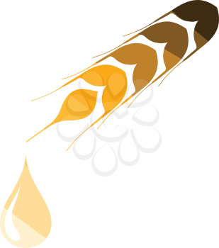 Wheat with drop icon. Flat color design. Vector illustration.