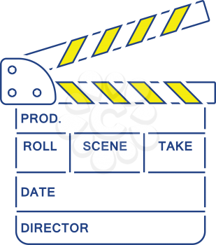 Movie clap board icon. Thin line design. Vector illustration.