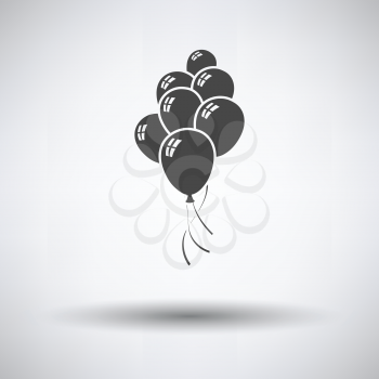 Party balloons and stars icon on gray background, round shadow. Vector illustration.