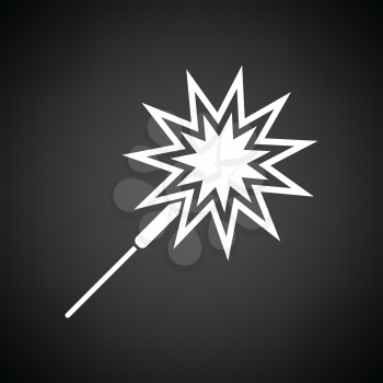Party sparkler icon. Black background with white. Vector illustration.