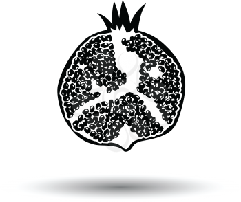 Icon of Pomegranate. White background with shadow design. Vector illustration.