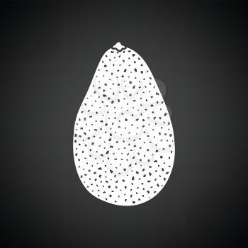 Avocado icon. Black background with white. Vector illustration.