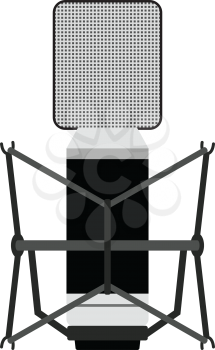Old microphone icon. Flat color design. Vector illustration.