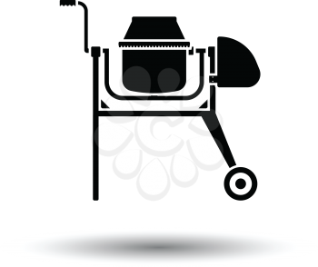 Icon of Concrete mixer. White background with shadow design. Vector illustration.