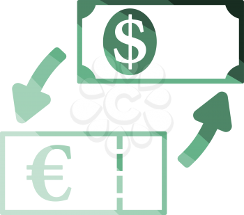 Currency dollar and euro exchange icon. Flat color design. Vector illustration.