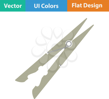 Cloth peg icon. Flat color design. Vector illustration.