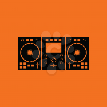 DJ icon. Orange background with black. Vector illustration.