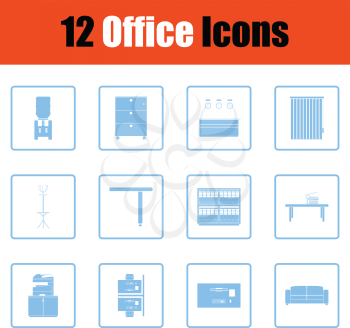 Office furniture icon set. Blue frame design. Vector illustration.