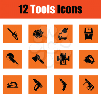 Set of tools icons. Orange design. Vector illustration.