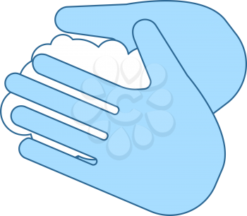 Hand Washing Icon. Thin Line With Blue Fill Design. Vector Illustration.