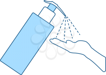 Dispenser Of Liquid Soap Icon. Thin Line With Blue Fill Design. Vector Illustration.
