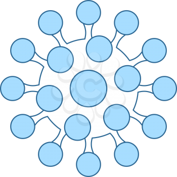 Coronavirus Molecule Icon. Thin Line With Blue Fill Design. Vector Illustration.