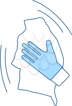 Wet Cleaning Icon. Thin Line With Blue Fill Design. Vector Illustration.