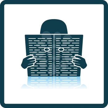 Newspaper Hole Icon. Square Shadow Reflection Design. Vector Illustration.