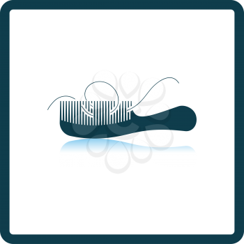 Hair In Comb Icon. Square Shadow Reflection Design. Vector Illustration.