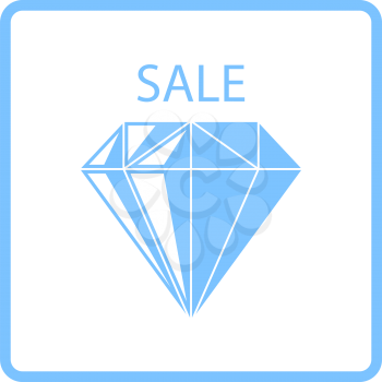 Dimond With Sale Sign Icon. Blue Frame Design. Vector Illustration.