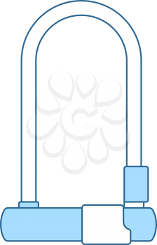 Bike Lock Icon. Thin Line With Blue Fill Design. Vector Illustration.