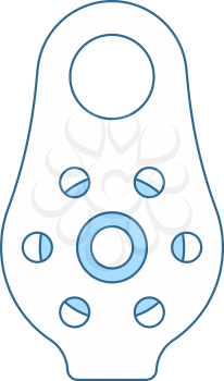 Alpinist Pulley Icon. Thin Line With Blue Fill Design. Vector Illustration.