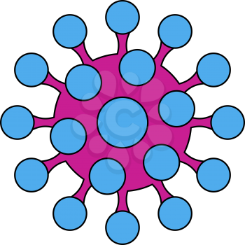 Coronavirus Molecule Icon. Editable Outline With Color Fill Design. Vector Illustration.