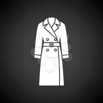Business Woman Trench Icon. White on Black Background. Vector Illustration.