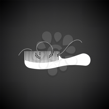 Hair In Comb Icon. White on Black Background. Vector Illustration.