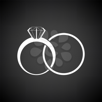Wedding Rings Icon. White on Black Background. Vector Illustration.