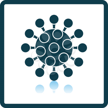 Coronavirus Molecule Icon. Square Shadow Reflection Design. Vector Illustration.