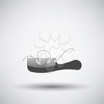 Hair In Comb Icon. Dark Gray on Gray Background With Round Shadow. Vector Illustration.