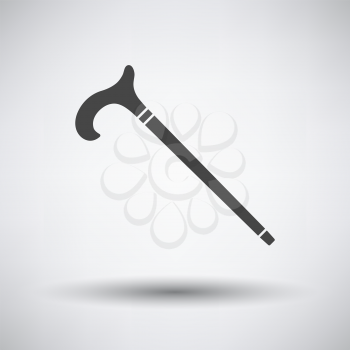 Walking Stick Icon. Dark Gray on Gray Background With Round Shadow. Vector Illustration.