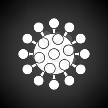 Coronavirus Molecule Icon. White on Black Background. Vector Illustration.