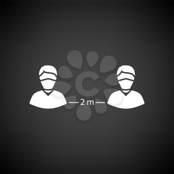 Social Distance Icon. White on Black Background. Vector Illustration.