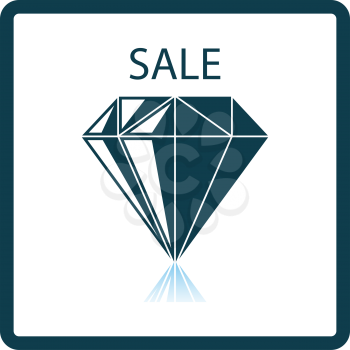 Dimond With Sale Sign Icon. Square Shadow Reflection Design. Vector Illustration.