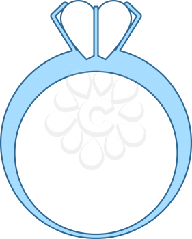 Valentine Heart Ring Icon. Thin Line With Blue Fill Design. Vector Illustration.