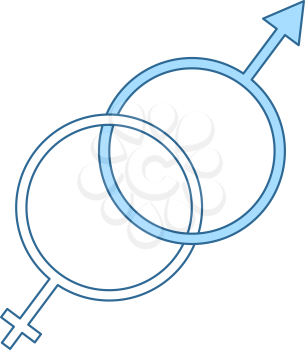 Man Female Symbol Icon. Thin Line With Blue Fill Design. Vector Illustration.