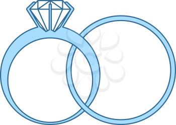 Wedding Rings Icon. Thin Line With Blue Fill Design. Vector Illustration.