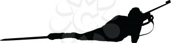 Biathlon sportsman silhouette. Black on white.  Vector illustration.
