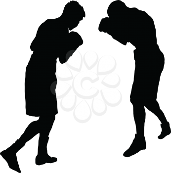 Boxing silhouette. Black on White. Vector illustration.