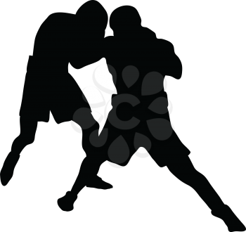 Boxing silhouette. Black on White. Vector illustration.