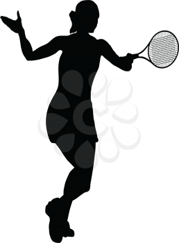 Tennis silhouette.  Black on white.  Vector illustration.