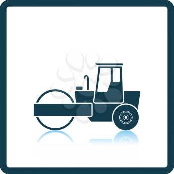 Icon of road roller. Shadow reflection design. Vector illustration.