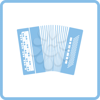 Accordion icon. Blue frame design. Vector illustration.