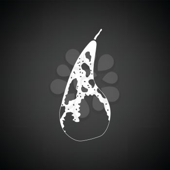Icon of Pear. Black background with white. Vector illustration.