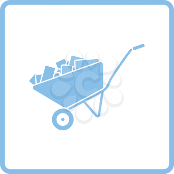 Icon of construction cart . Blue frame design. Vector illustration.