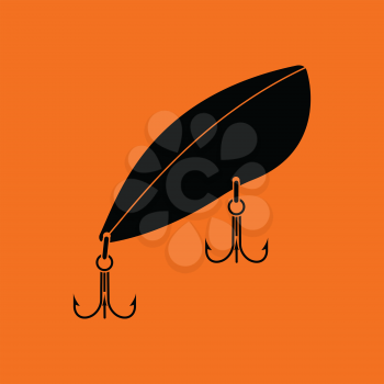 Icon of Fishing spoon. Orange background with black. Vector illustration.