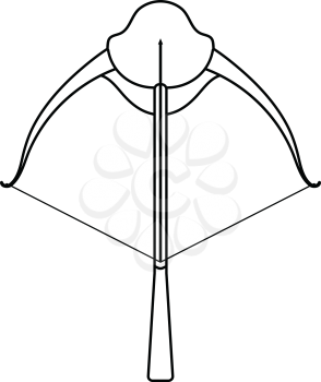 Icon of crossbow. Thin line design. Vector illustration.