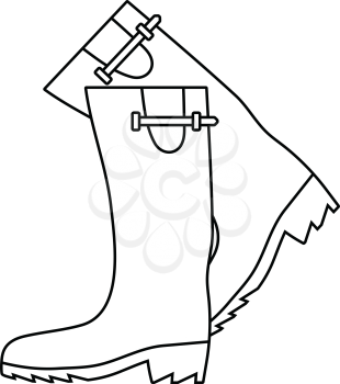 Icon of hunter's rubber boots. Thin line design. Vector illustration.