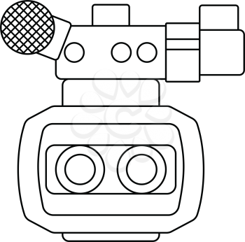 3d movie camera icon. Thin line design. Vector illustration.