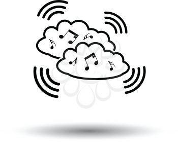 Music cloud icon. White background with shadow design. Vector illustration.