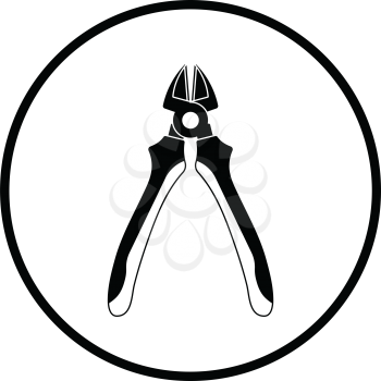 Side cutters icon. Thin circle design. Vector illustration.