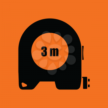Icon of constriction tape measure. Orange background with black. Vector illustration.